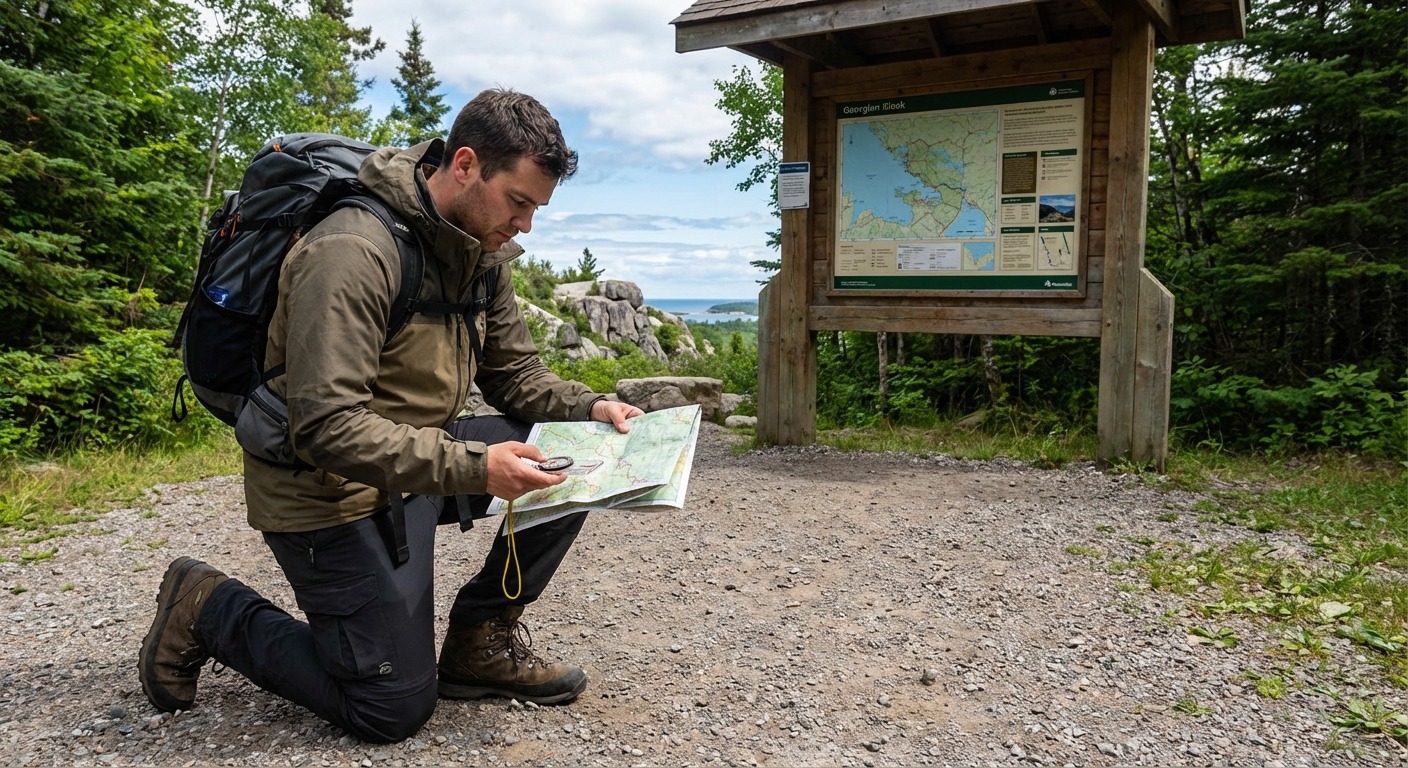 Hiker preparing for Ontario trail
